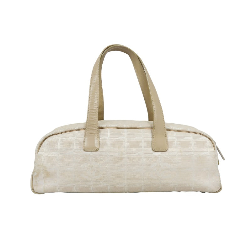 Chanel New Travel Boston Bag | Nude Pink Canvas Ice Cube Quilted Bowling Handbag, w/Guarantee Card