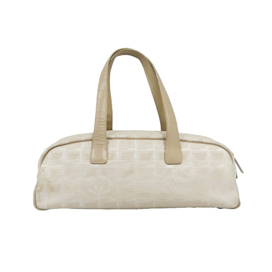 Chanel New Travel Boston Bag | Nude Pink Canvas Ice Cube Quilted Bowling Handbag, w/Guarantee Card