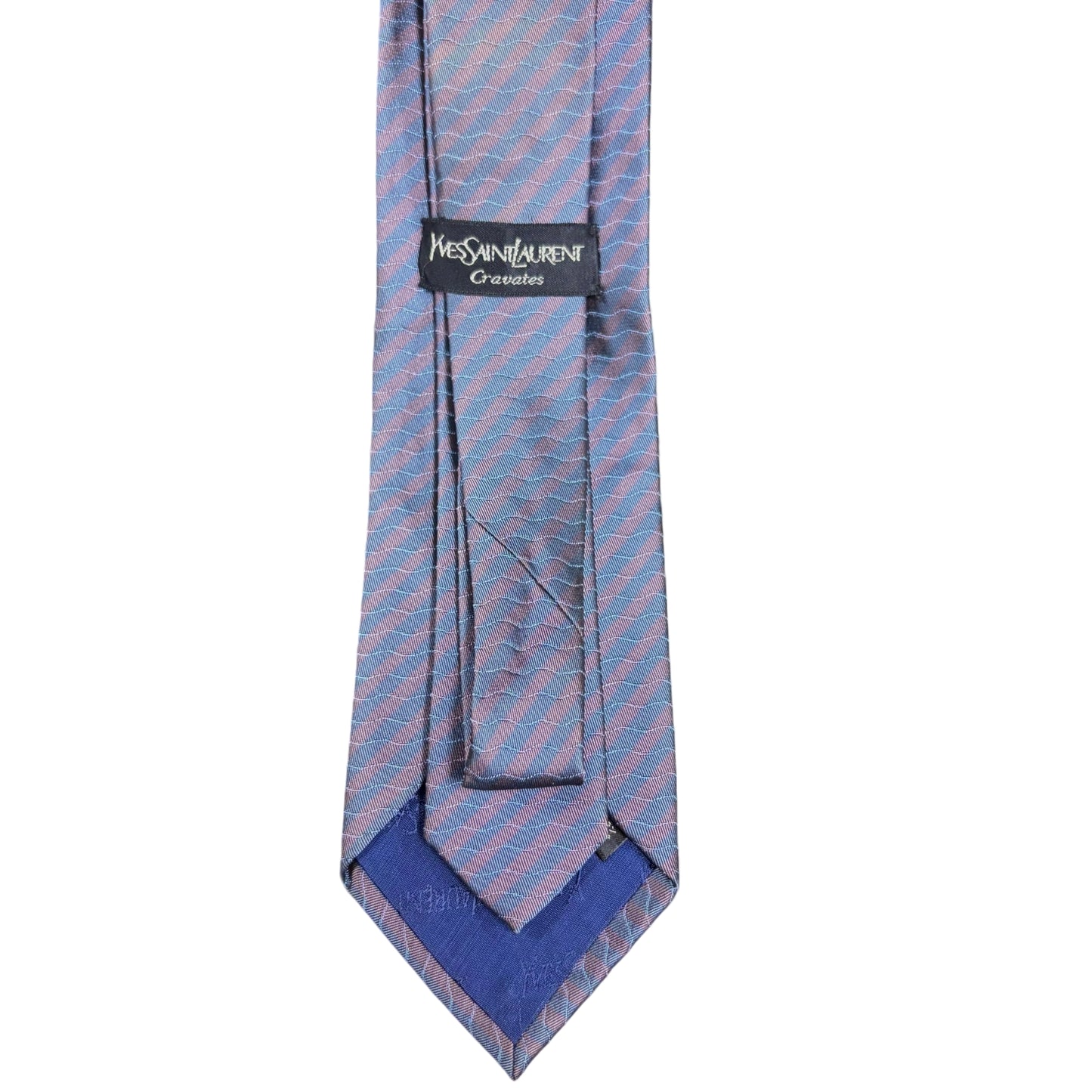 YVES SAINT LAURENT Wave Pattern Silk Tie Purple/Navy