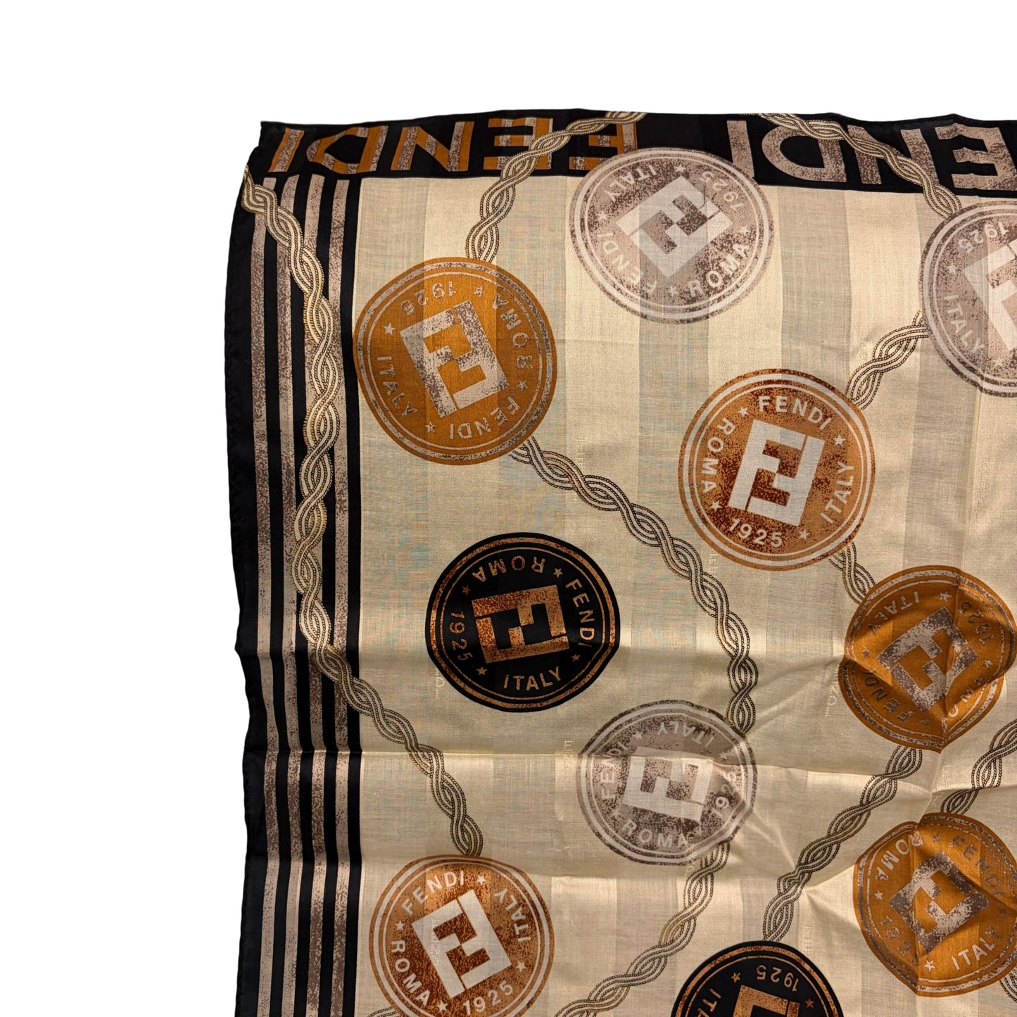 FENDI Zucca Silk Handkerchief Set Brown with Box