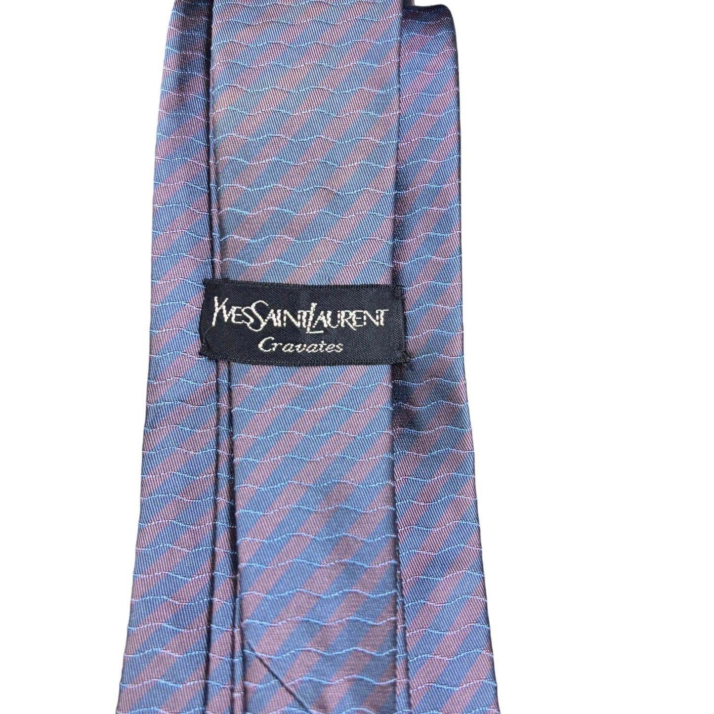 YVES SAINT LAURENT Wave Pattern Silk Tie Purple/Navy