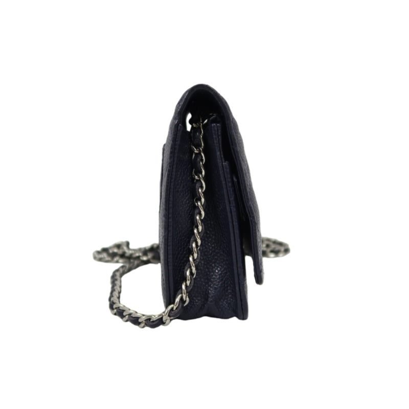 CHANEL Quilted WOC Shoulder Bag, Caviar Leather, Navy, Silver-Tone Hardware, With Guarantee Card