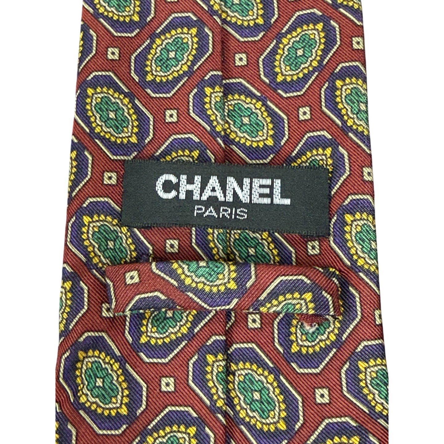 CHANEL red vintage pattern tie