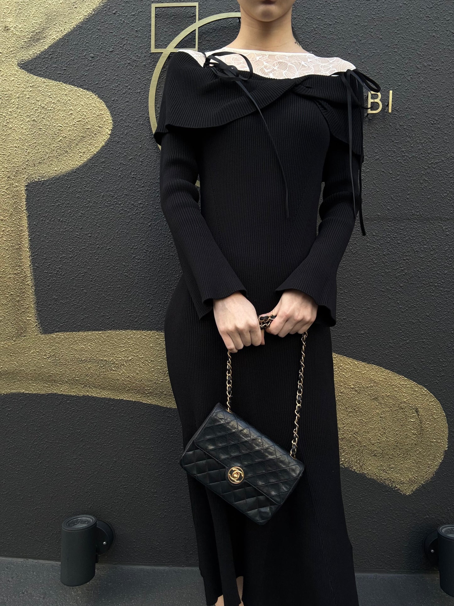 CHANEL Matelasse Shoulder Bag, Black Lambskin, Gold-Tone Hardware, Quilted Flap, Crossbody Style