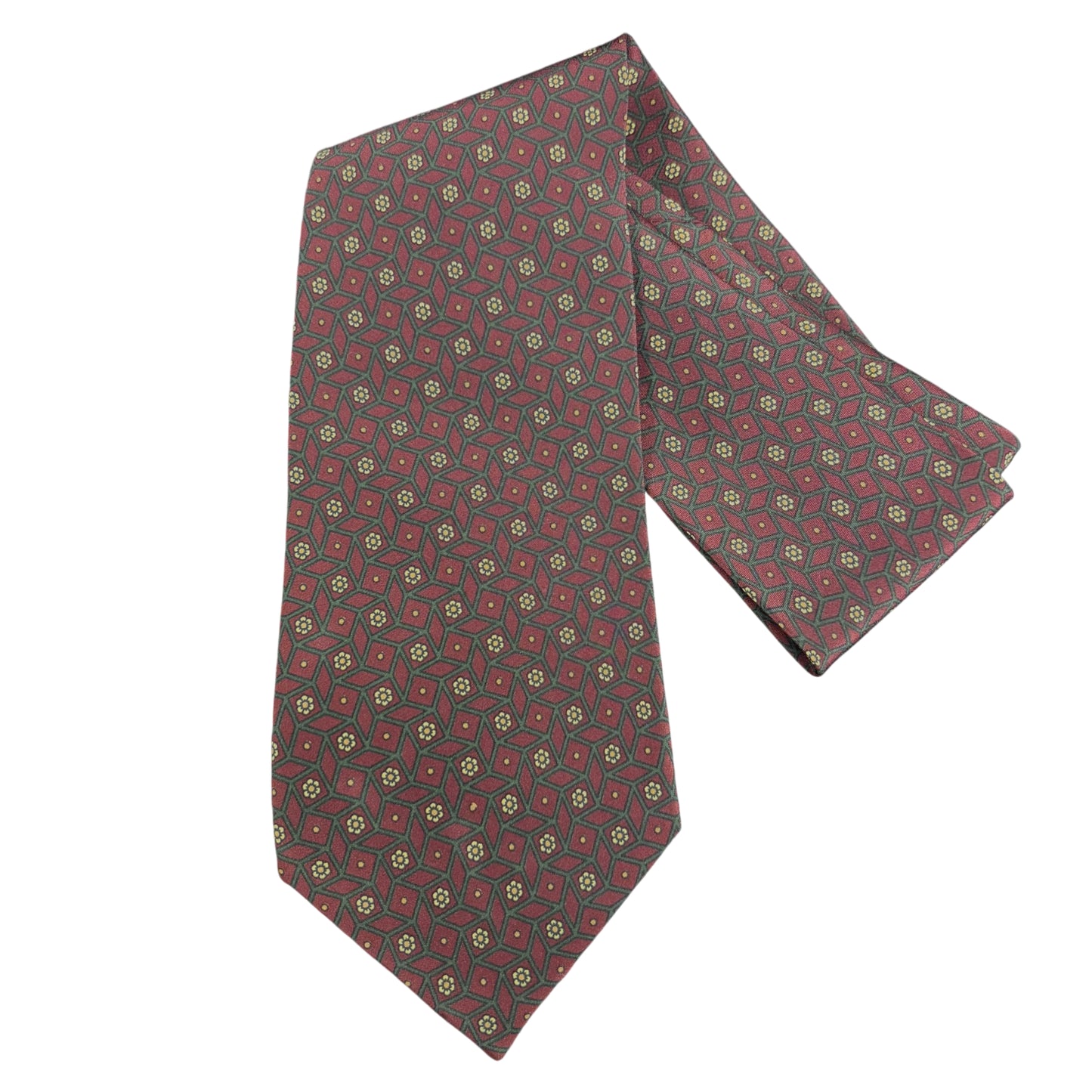 DIOR Geometric Micro Pattern Silk Tie Burgundy