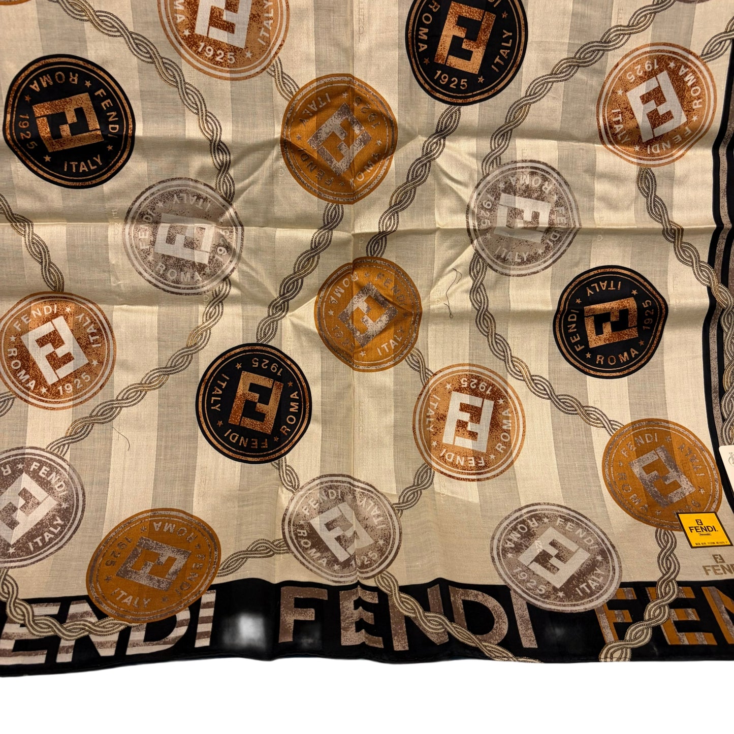 FENDI Zucca Silk Handkerchief Set Brown with Box