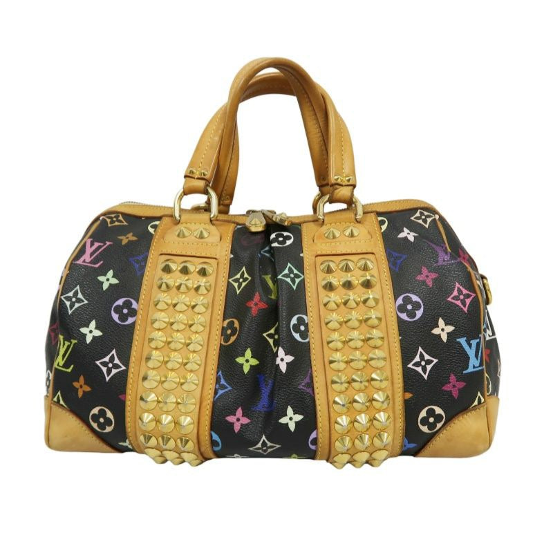 LOUIS VUITTON Courtney handbag, studs, multicolor, black, with shoulder strap, LV black multicolor monogram PVC, Speedy 30 handbag