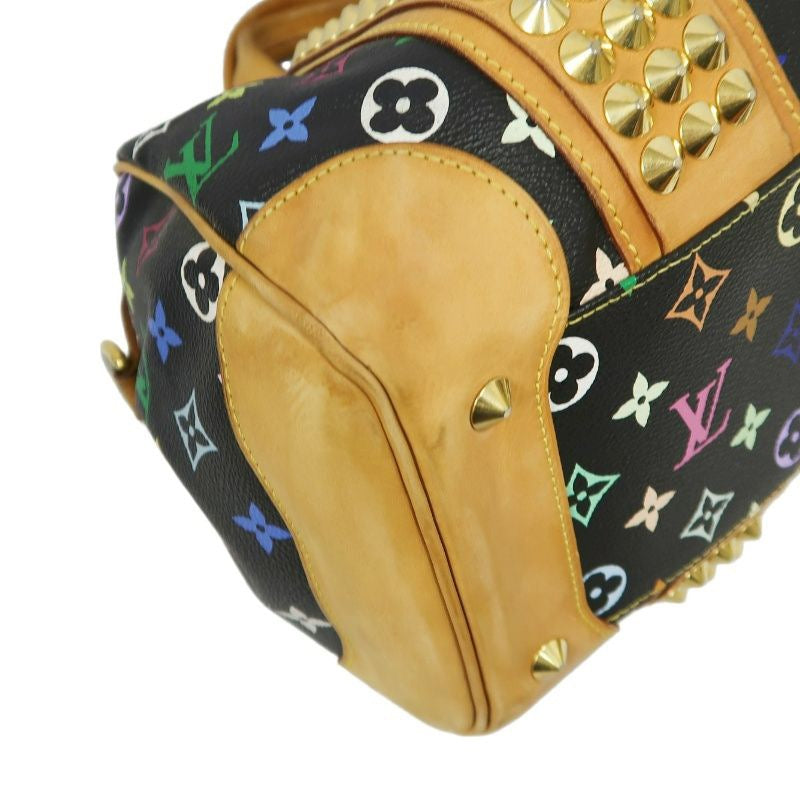 LOUIS VUITTON Courtney handbag, studs, multicolor, black, with shoulder strap, LV black multicolor monogram PVC, Speedy 30 handbag
