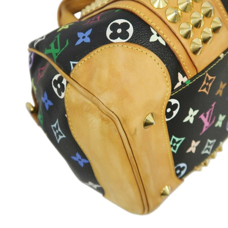 LOUIS VUITTON Courtney handbag, studs, multicolor, black, with shoulder strap, LV black multicolor monogram PVC, Speedy 30 handbag