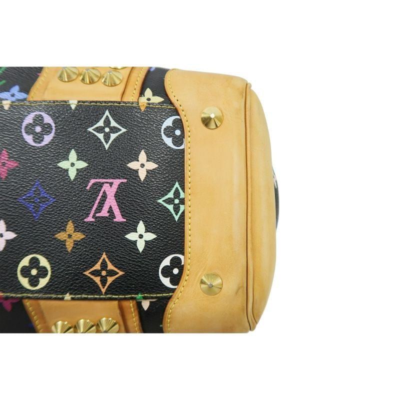 LOUIS VUITTON Courtney handbag, studs, multicolor, black, with shoulder strap, LV black multicolor monogram PVC, Speedy 30 handbag