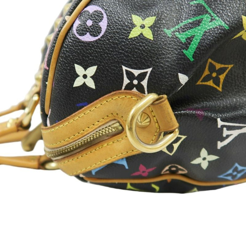 LOUIS VUITTON Courtney handbag, studs, multicolor, black, with shoulder strap, LV black multicolor monogram PVC, Speedy 30 handbag