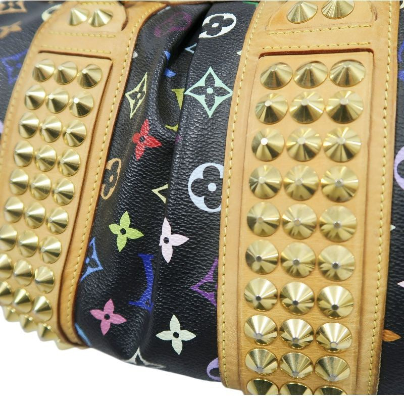 LOUIS VUITTON Courtney handbag, studs, multicolor, black, with shoulder strap, LV black multicolor monogram PVC, Speedy 30 handbag