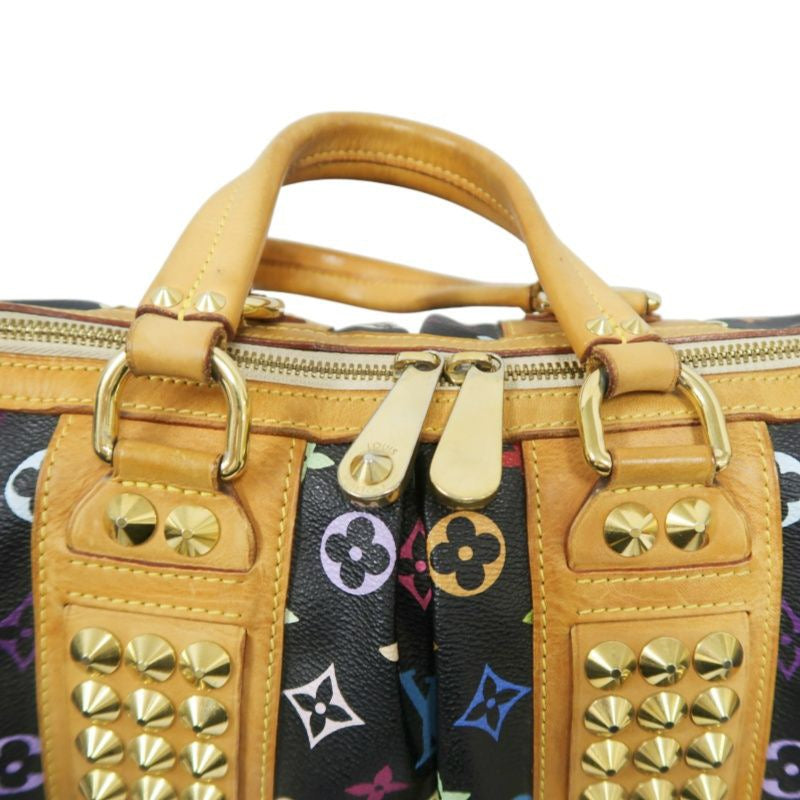 LOUIS VUITTON Courtney handbag, studs, multicolor, black, with shoulder strap, LV black multicolor monogram PVC, Speedy 30 handbag