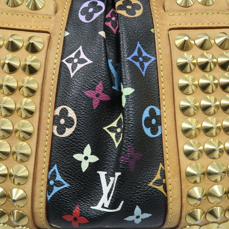 LOUIS VUITTON Courtney handbag, studs, multicolor, black, with shoulder strap, LV black multicolor monogram PVC, Speedy 30 handbag