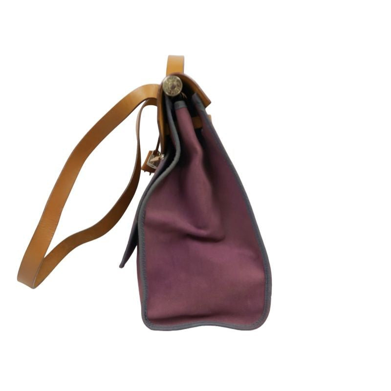 HERMES  Herbag Zip, canvas material, purple, with pouch, purple canvas Herbag handbag