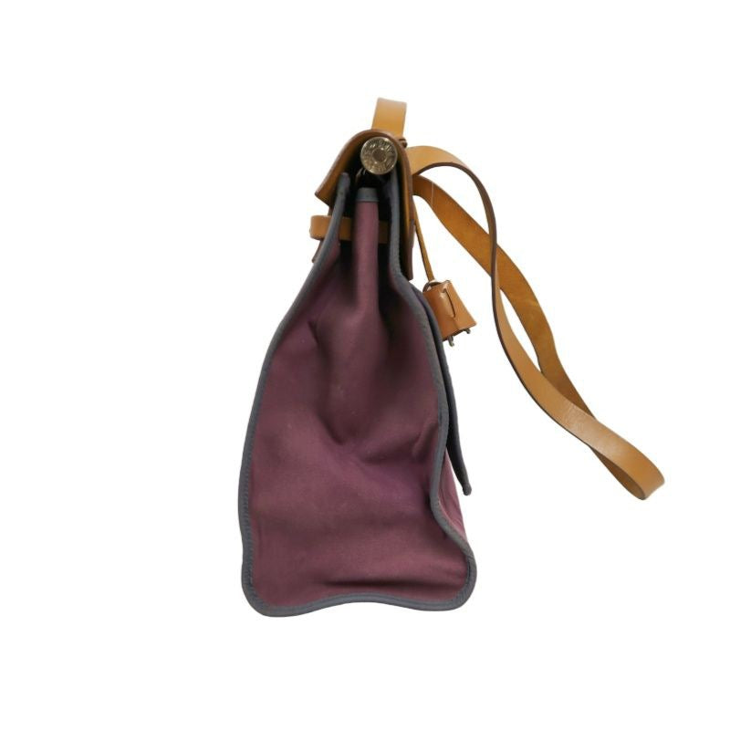 HERMES  Herbag Zip, canvas material, purple, with pouch, purple canvas Herbag handbag