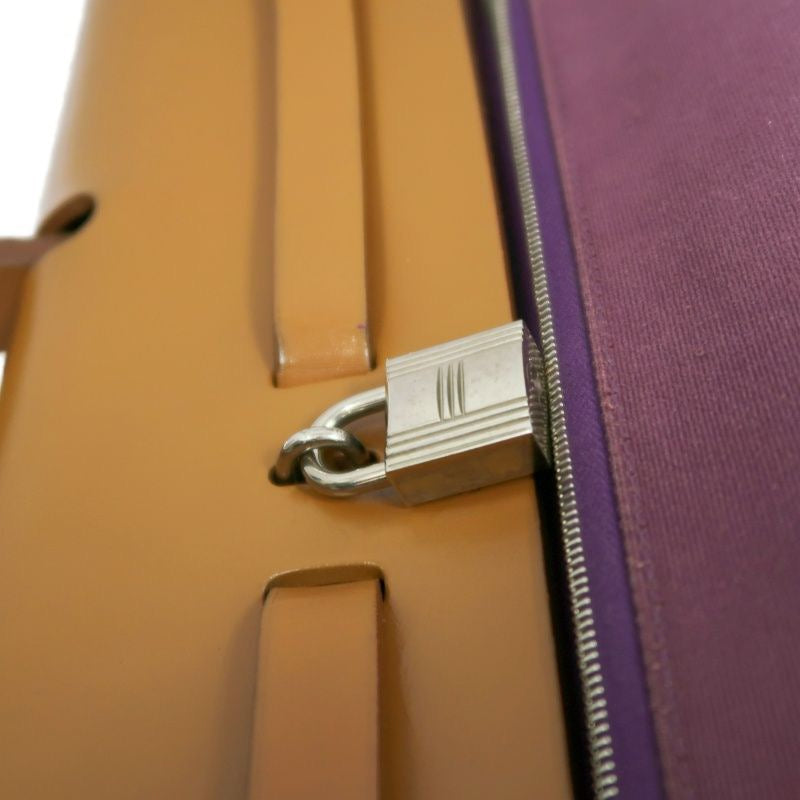 HERMES  Herbag Zip, canvas material, purple, with pouch, purple canvas Herbag handbag