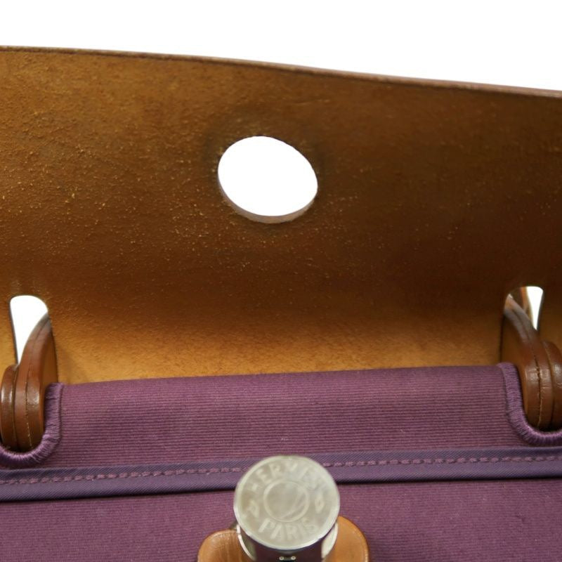 HERMES  Herbag Zip, canvas material, purple, with pouch, purple canvas Herbag handbag