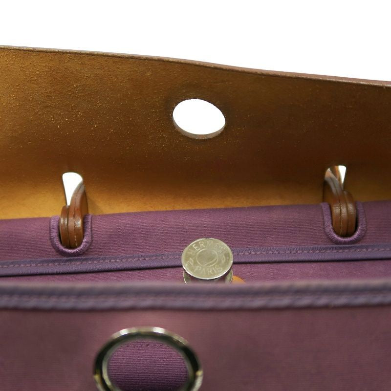 HERMES  Herbag Zip, canvas material, purple, with pouch, purple canvas Herbag handbag