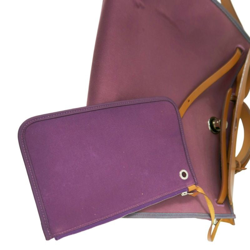 HERMES  Herbag Zip, canvas material, purple, with pouch, purple canvas Herbag handbag