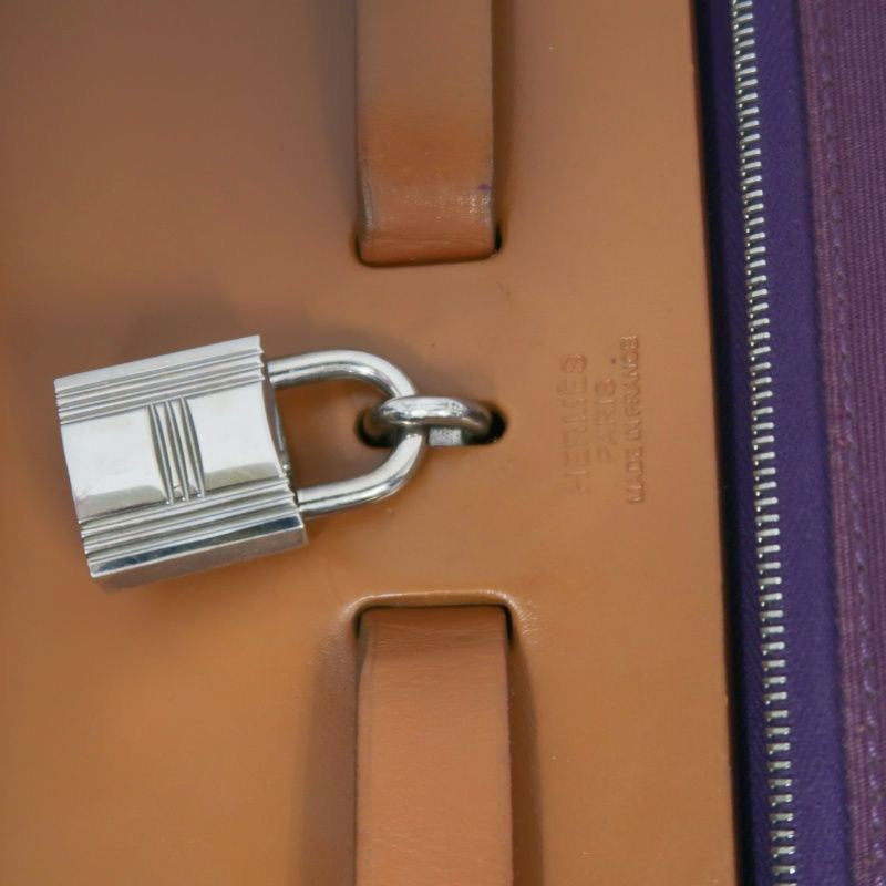 HERMES  Herbag Zip, canvas material, purple, with pouch, purple canvas Herbag handbag