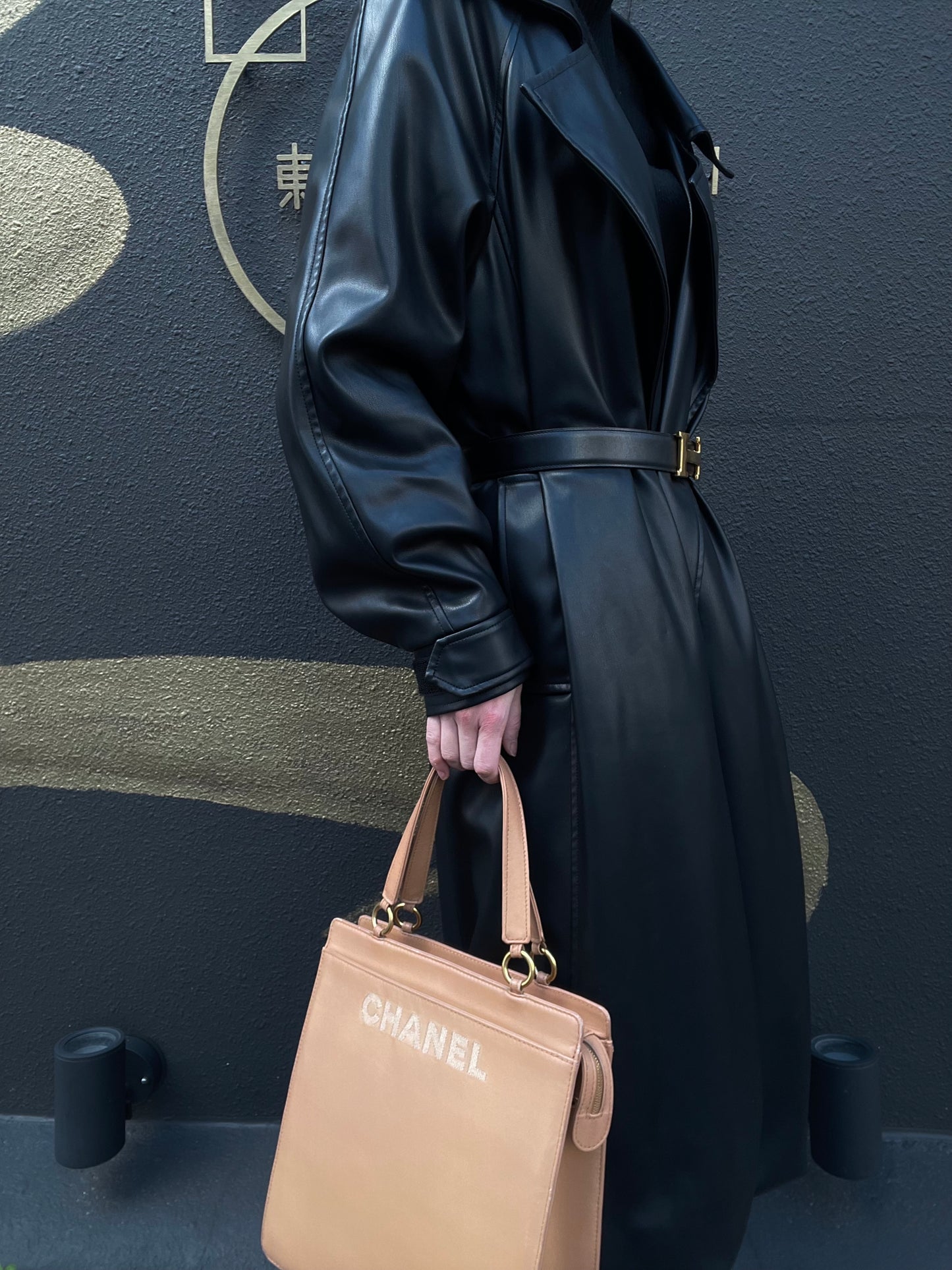 CHANEL Brown Lambskin Tote Shoulder Handbag with Guarantee Card