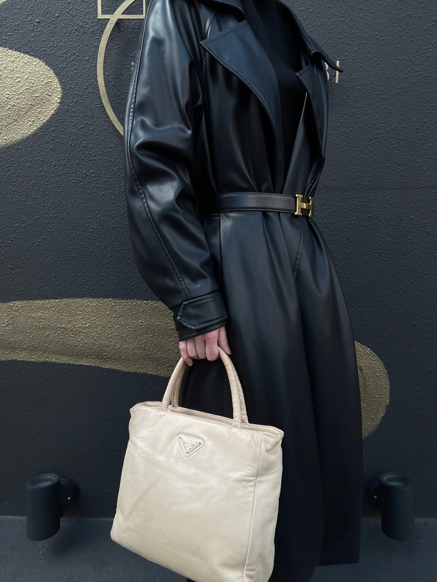 PRADA handbag leather beige cowhide tote bag