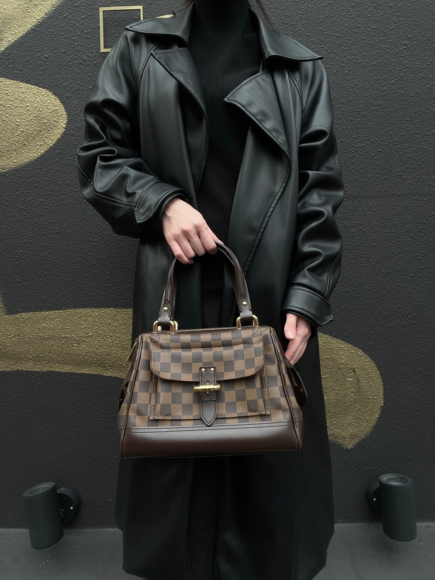 LOUIS VUITTON Nightsbridge Damier handbag, brown, Damier Ebene PVC tote bag