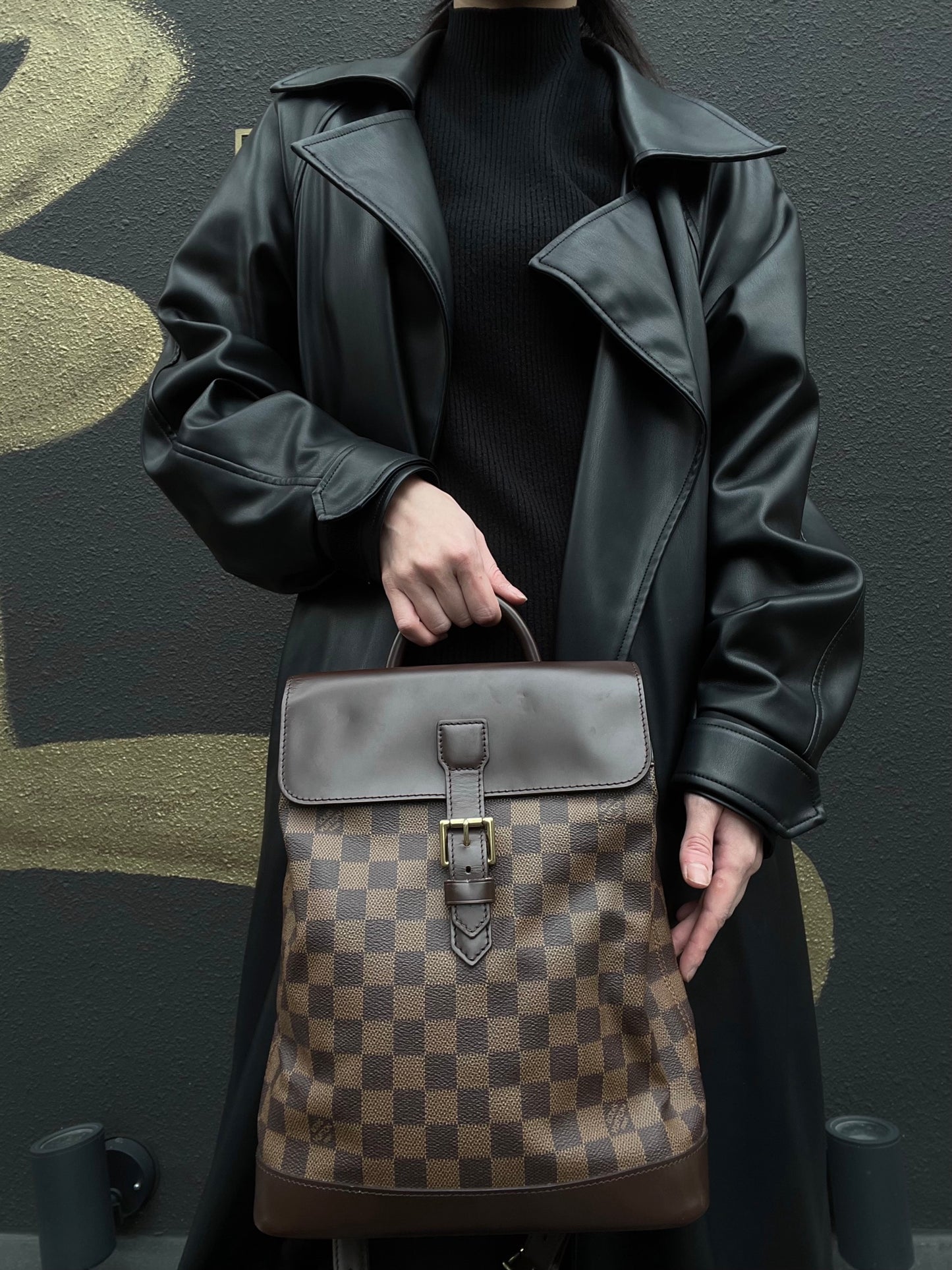 LOUIS VUITTON Soho Damier Backpack Brown LV Brown Damier PVC Backpack