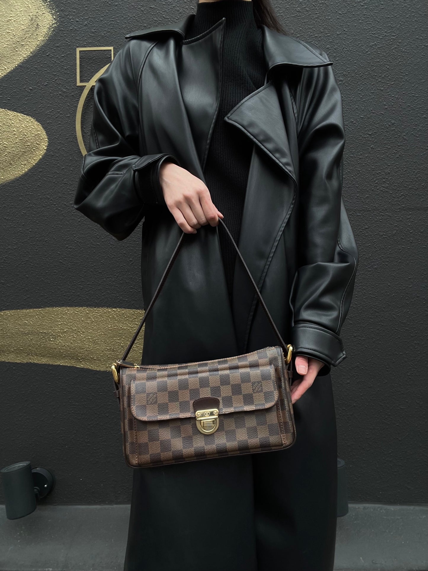 LOUIS VUITTON Ravello Damier handbag, long shoulder strap, 2 shoulder straps, brown, LV Damier PVC shoulder bag