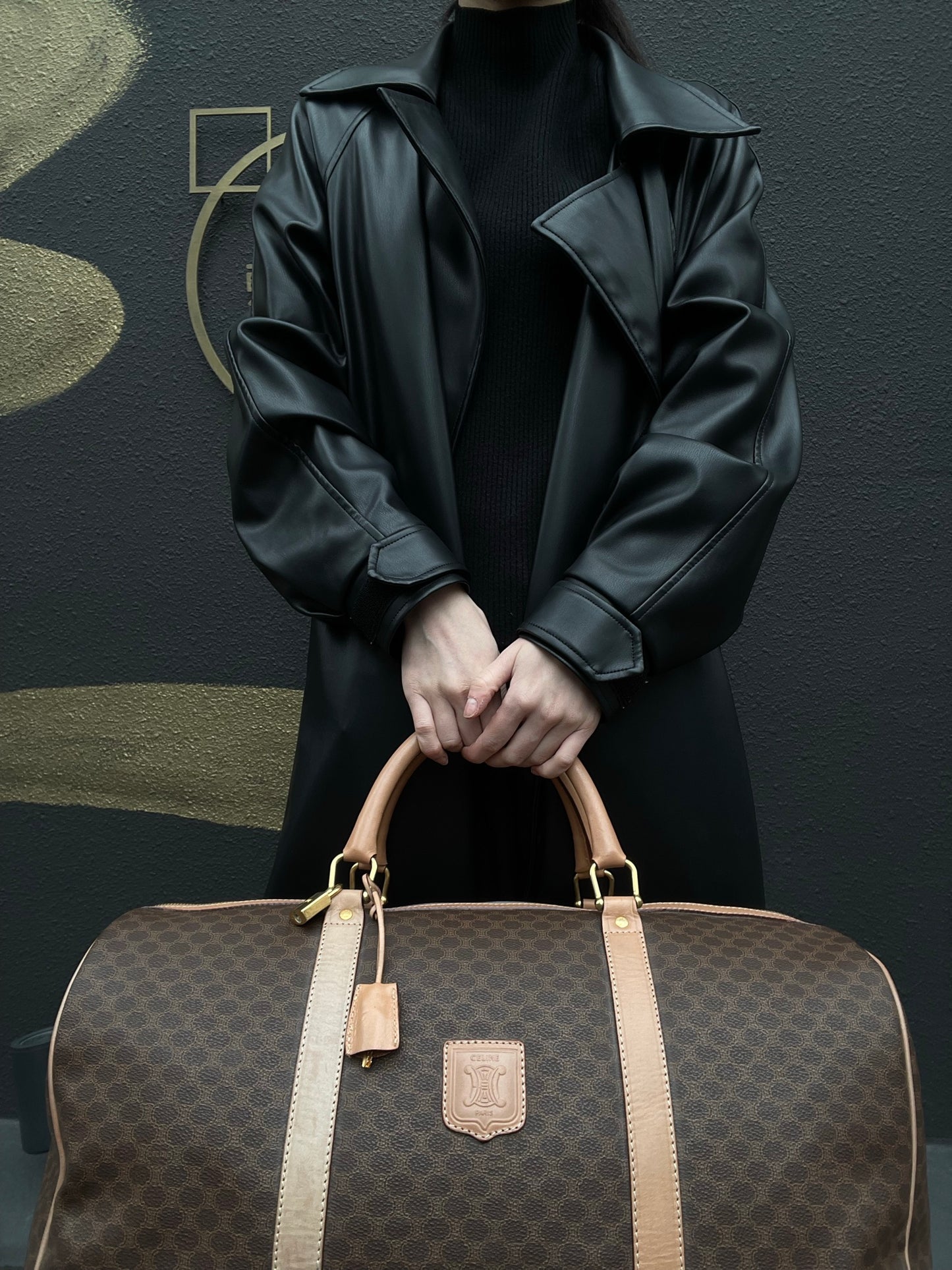 CELINE Macadam Brown PVC Boston Bag with Padlock, 2 Keys & Clochette