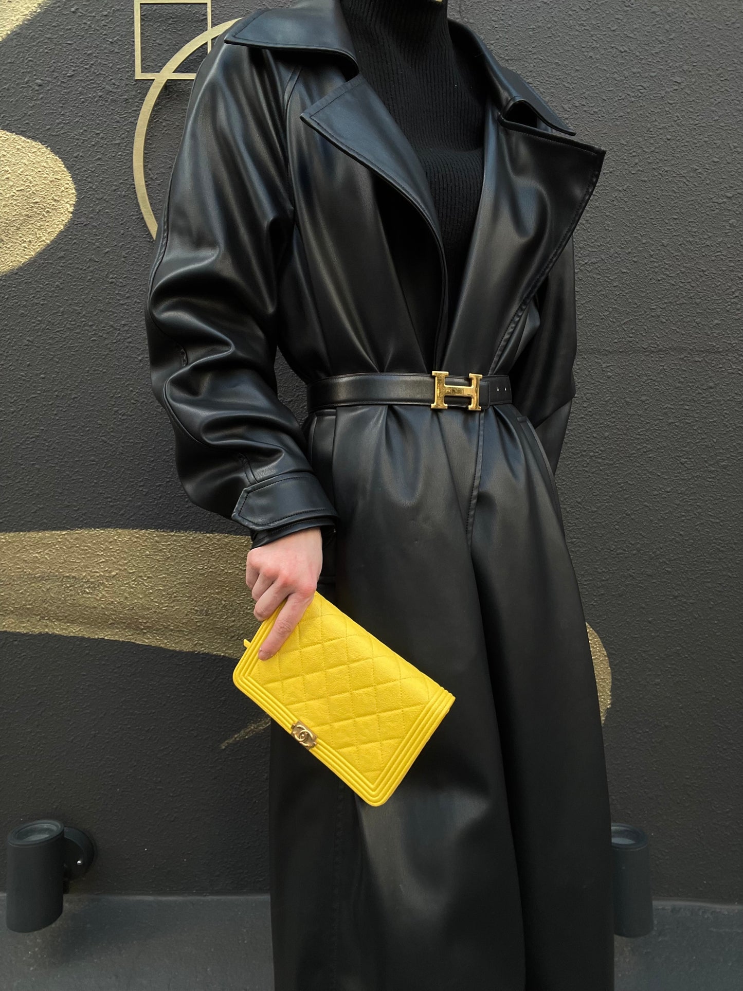 CHANEL Boy Matelasse WOC Shoulder Bag, Yellow Caviar Leather, Gold-tone Hardware