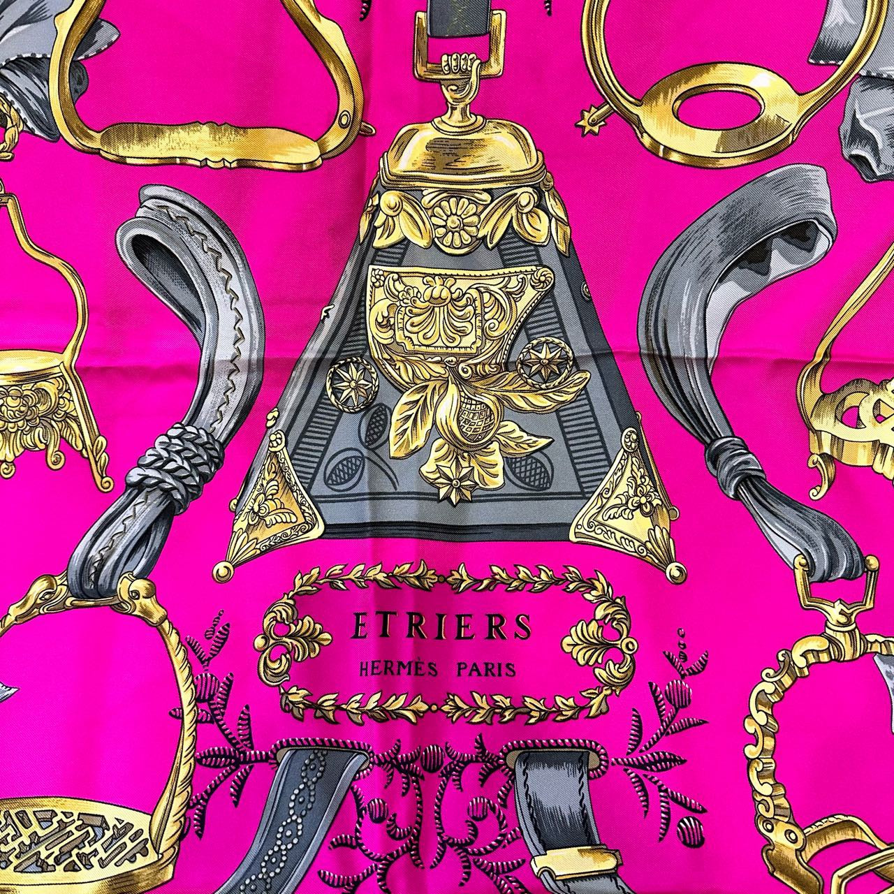 HERMES Carre 90 scarf, pink tones