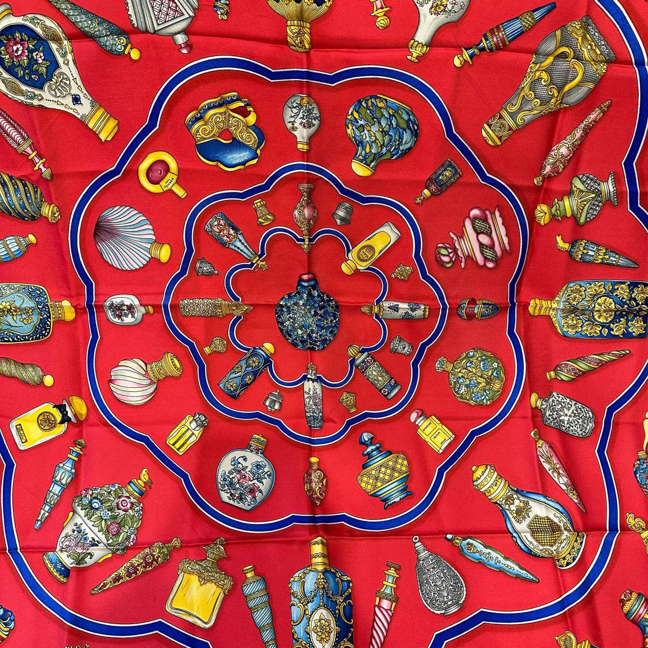 HERMES Carre 90 scarf, blue tones, with tag