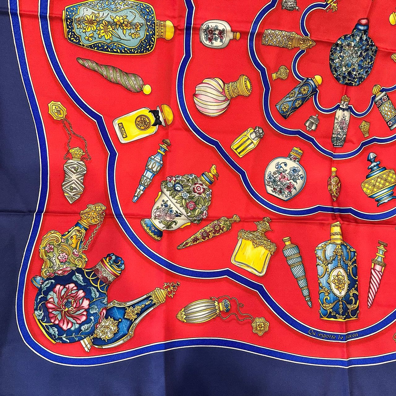 HERMES Carre 90 scarf, blue tones, with tag