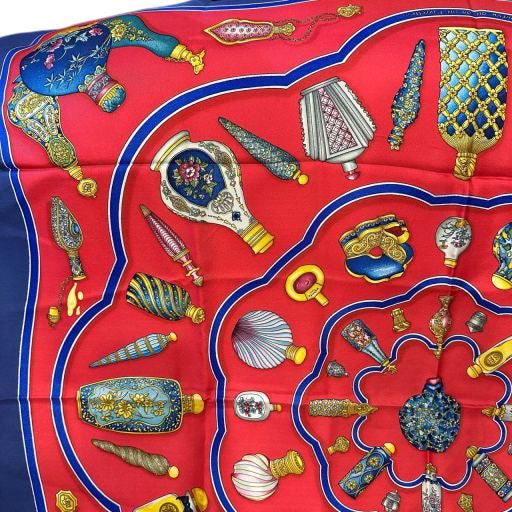 HERMES Carre 90 scarf, blue tones, with tag