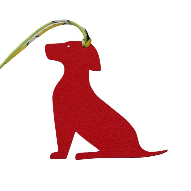 HERMES Petit H Labrador charm, Togo/Epsom leather, red and navy, with box