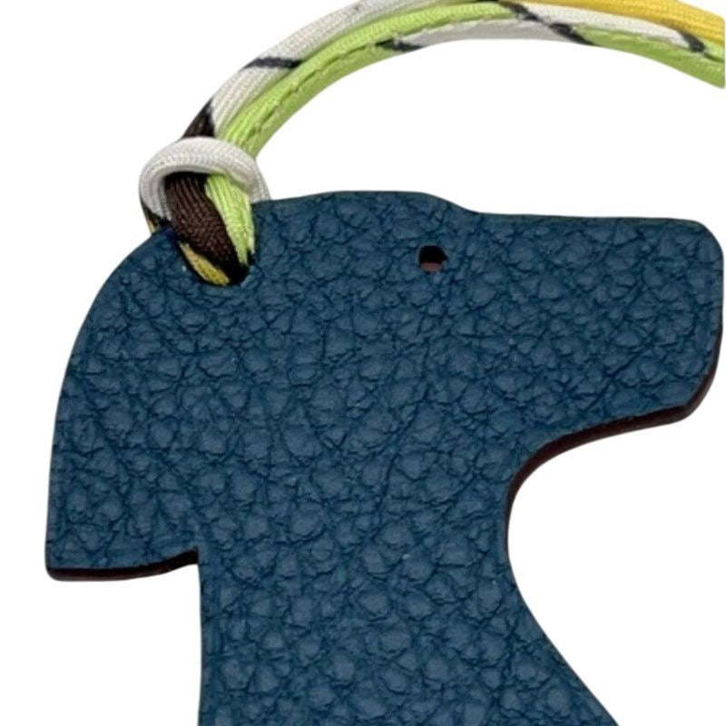 HERMES Petit H Labrador charm, Togo/Epsom leather, red and navy, with box