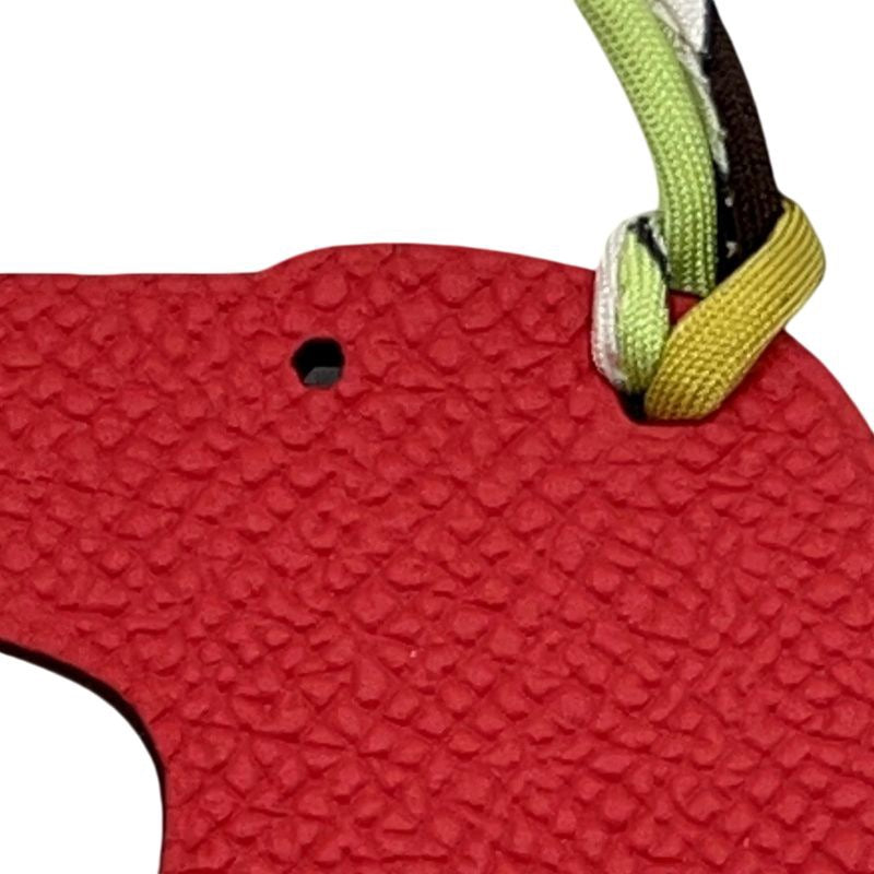 HERMES Petit H Labrador charm, Togo/Epsom leather, red and navy, with box
