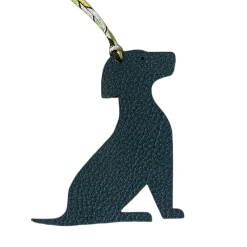 HERMES Petit H Labrador charm, Togo/Epsom leather, red and navy, with box