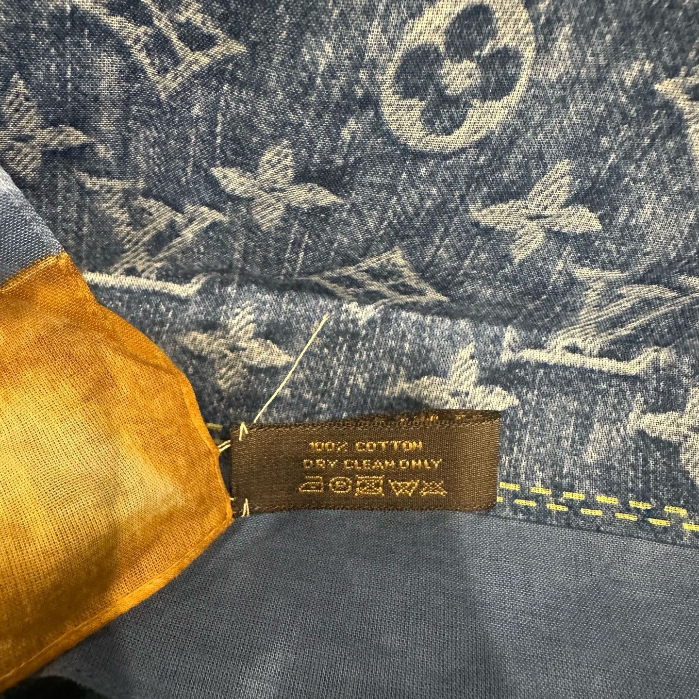 Louis Vuitton scarf, denim design, 55cm square, with tag