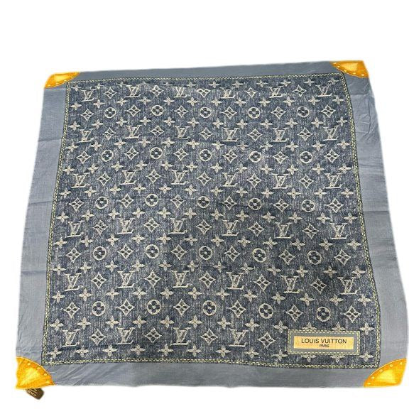 Louis Vuitton scarf, denim design, 55cm square, with tag