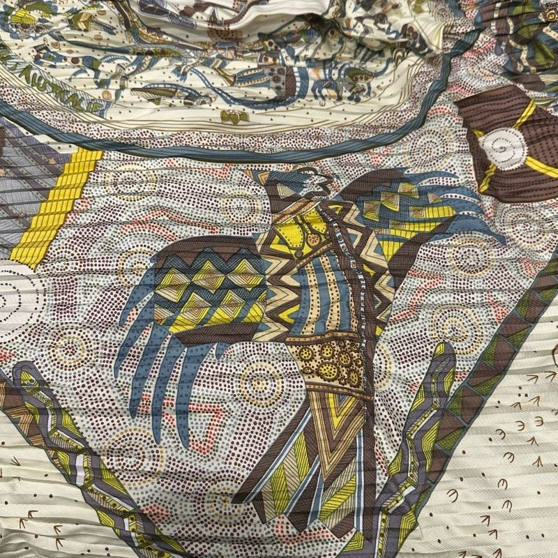 HERMES, Hermes, Scarf, Yellow, With tag, Hermes silk scarf, vintage pattern