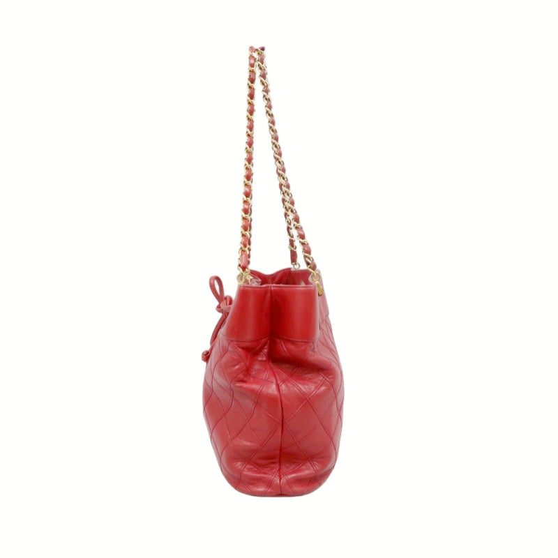 CHANEL Red Chain Shoulder Bag, Gold Hardware, with Guarantee Card