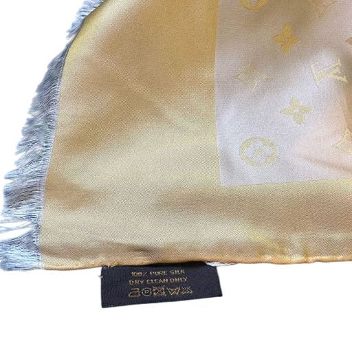 LOUIS VUITTON  Orange, Scarf, Silk, Louis Vuitton silk scarf, yellow rectangular, LV pattern