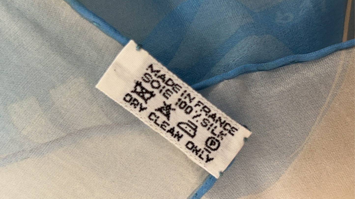 HERMES, Hermes, Stole, Blue, Hermes square scarf, blue bubble pattern, silk scarf