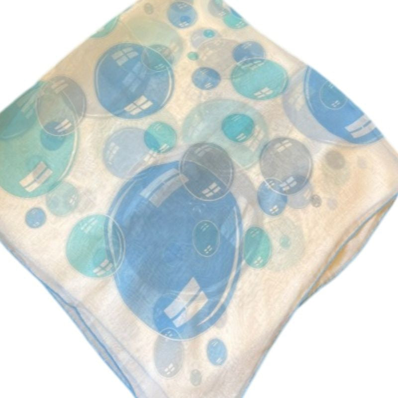HERMES, Hermes, Stole, Blue, Hermes square scarf, blue bubble pattern, silk scarf