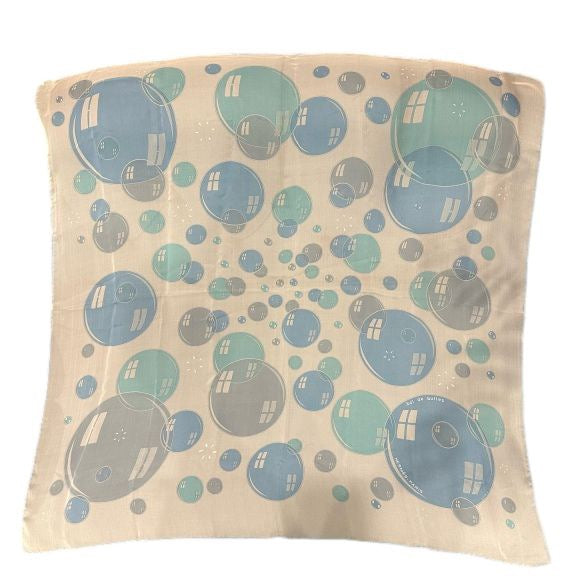 HERMES, Hermes, Stole, Blue, Hermes square scarf, blue bubble pattern, silk scarf
