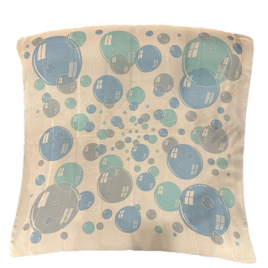 HERMES, Hermes, Stole, Blue, Hermes square scarf, blue bubble pattern, silk scarf