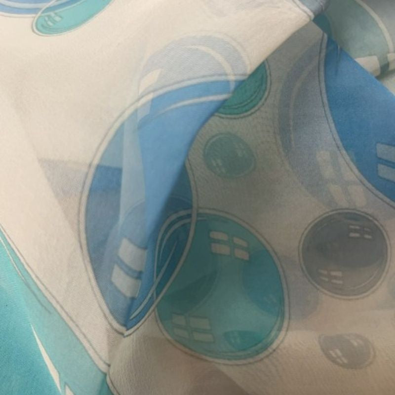 HERMES, Hermes, Stole, Blue, Hermes square scarf, blue bubble pattern, silk scarf